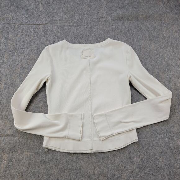 Matin Kim Applique Logo Henley Top Sweater Size M White Long Sleeve K-Pop Korea - Picture 3 of 15